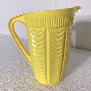 Vintage Arnoldware Rogers Yellow Geometric Textured Pitcher Cottagecore
